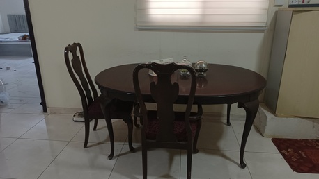Riyadh, Furniture, SAR 550,  USA Made Wooden Dining Table With Extension Top & 8 Chairs