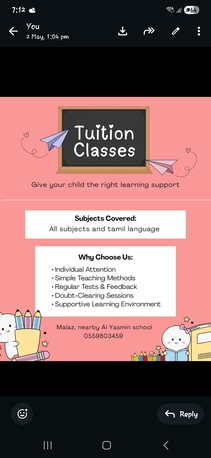 Al Yasmin, Lessons Offered, Taking Tuitions