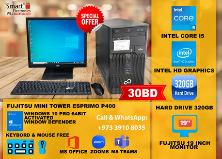 Riffa, Computers, BHD 30,  Fujitsu Esprimo P400 Desktop + 19&rdquo; Monitor | Ready To Use | Only 30 BD