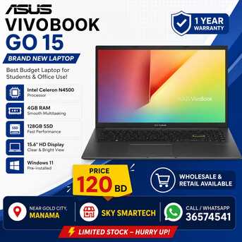 Manama, Computers, BHD 120,  ASUS VivoBook Go15 &ndash; Brand New Laptop Best Budget Laptop For Students & Office Use