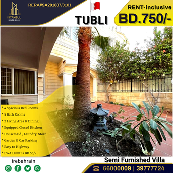 Tubli, Villas, BHD 750,  Furnished,  Semi Furnished Luxury Villa For Rent In Tubli, Near Bahrain Map - Including EWA