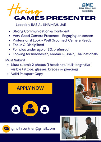 Ras Al Khaimah, Jobs, Games Presenter