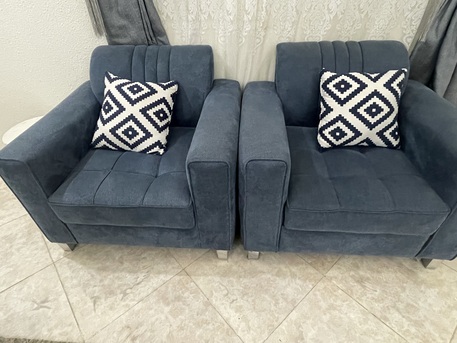 Al Samer, Furniture, SAR 2600,  Large 7-Seater L-Shaped Sofa With 1 Center Table And 4 Round Side Tables And 1 TV Table