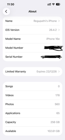 Manama, Mobile Phones, BHD 220,  I Phone 16e 256 GB