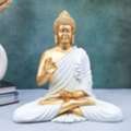 INR 2199,  Buy 14 Inch White Golden Buddha Idol Online | Unipeg Decor