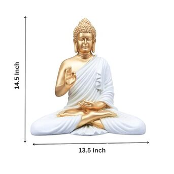 New Delhi, Health & Beauty Items, INR 2199,  Buy 14 Inch White Golden Buddha Idol Online | Unipeg Decor