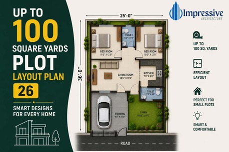 Haryana, Interior Design, Compact Home Layout Plan For Up To 100 Square Yards Plot