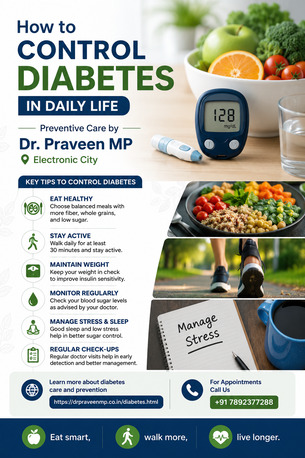 Bangalore, Health, How To Control Diabetes In Daily Life &ndash; Preventive Care By Dr. Praveen MP, Electronic City