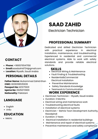 Riyadh, Job Seekers, Electrician Technician And Drivers