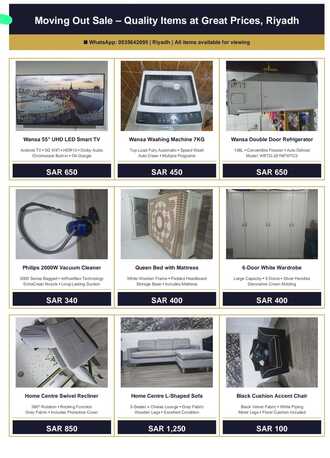 Al Murabba, Household Items, SAR 6500,  Moving Sale - Household Items For Sale In Riyadh