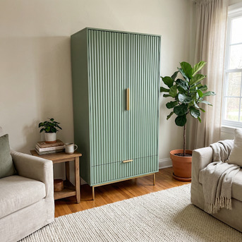 London, Furniture, GBP 0199,  Fluted Painted 2 Door Wardrobe With Drawers And Hanging Rail, Four Finishes
