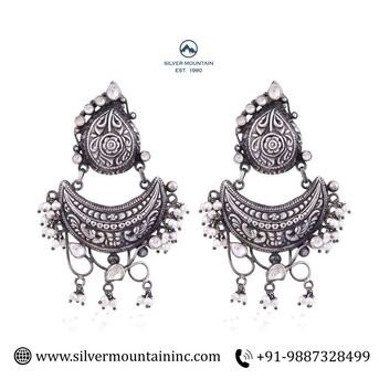 Jaipur, Jewelry, INR 50000,  Traditional Sterling Silver Kundan Earring Crafted With Perfection