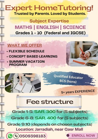 Al Jaradiyah, Lessons Offered, Expert Home Tutoring