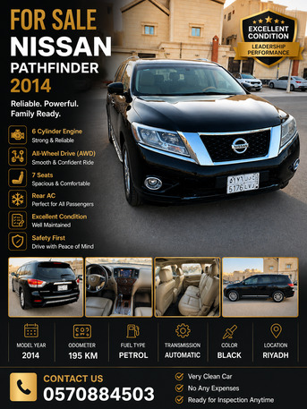 Riyadh, Vehicles, Cars & Trucks , SAR 28000,  Nissan Pathfinder,  2014,  195 KM,  Pathfinder Ful Options