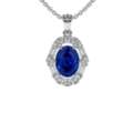 USD 2473,  Natural Prong Set Round Diamonds Halo Blue Sapphire Pendant (1.21cttw) - AAAA Quality