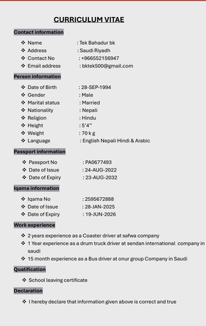 Riyadh, Job Seekers, Bus Driver