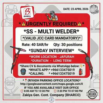 Riyadh, Jobs, *SS MULTI WELDER*
