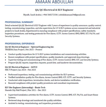 Riyadh, Job Seekers, Electrical QA And QC