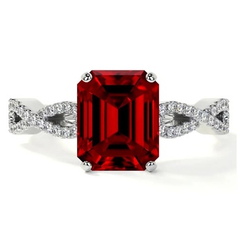 New York, Jewelry, USD 3240,  Shop Emerald Cut Natural Ruby Ring With Diamond Accent