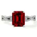 USD 3240,  Shop Emerald Cut Natural Ruby Ring With Diamond Accent