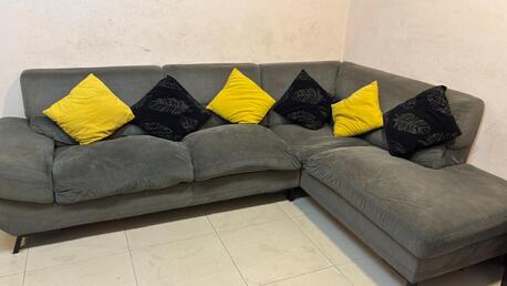 Al Rakah Al Shamaliyah, Furniture, SAR 200,  L-Shape Right Corner Sofa With 6 Cushions On Sale. &ndash; Al Khobar