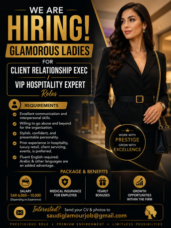 Riyadh, Jobs, Glamourous Ladies For 
