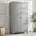 GBP 239,  Haven Grey Painted 2 Door Wardrobe With Shelves And Oak Top, W97.5 X D55.5 X H186cm