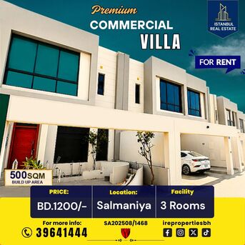 Salmaniya, Commercial Villas, BHD 1200,  500 Sq. Meter,  Premium Commercial Villa For Rent In Salmaniya BD.1200/-