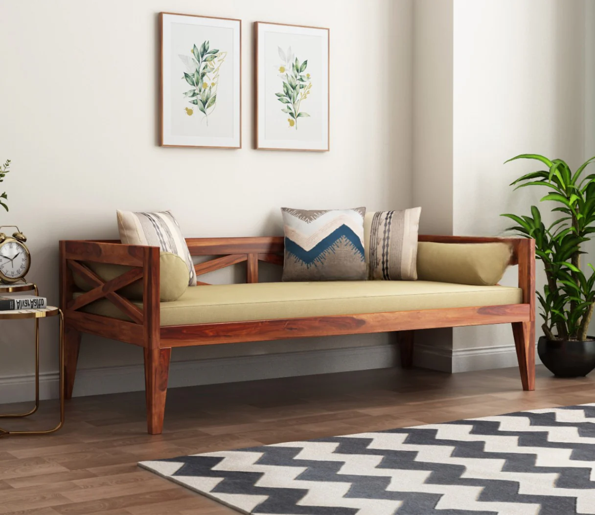 Mumbai, Furniture, INR 25999,  Furnisquare Honey Finish Divan With Mattress &ndash; Elegant & Sturdy