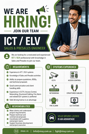 Riyadh, Jobs, ICT / ELV Sales & Presales Engineer