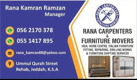 Jeddah, Relocation, Furniture Shifting Services *Rana Movers* Furniture Repairing, Cargo & Transportation.24/7