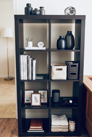 Hamad Town, Furniture, BHD 12,  IKEA KALLAX Shelf - 8 Cubes - Dark Brownish Black  (BD 21)