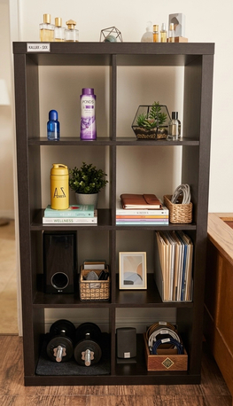 Hamad Town, Furniture, BHD 12,  IKEA KALLAX Shelf - 8 Cubes - Dark Brownish Black  (BD 21)