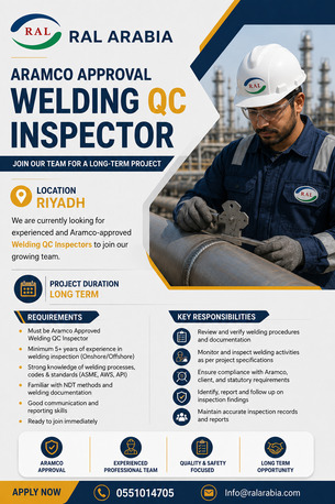 Jubail, Jobs, Hiring Welding QC Inspector