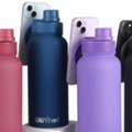 750ml Stainless Steel Water Bottle With Magnetic Lid Phone Holder