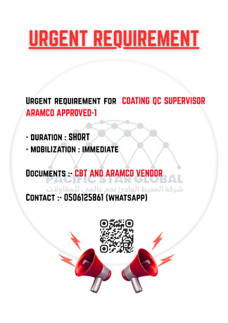 Dammam, Jobs, Urgent Requirement For  COATING QC SUPERVISOR ARAMCO APPROVED-1
