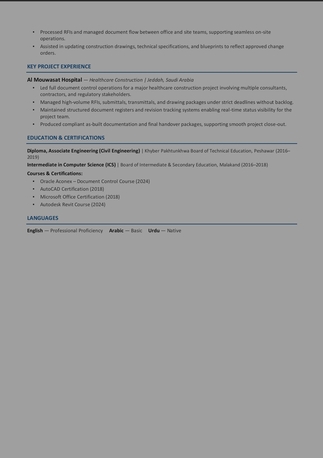 Riyadh, Job Seekers, Document Controller Available &ndash; 5+ Years EPC & Construction Experience, Riyadh