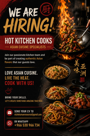 Al Nahda, Jobs, Hot Kitchen Cooks - Asian Cuisine
