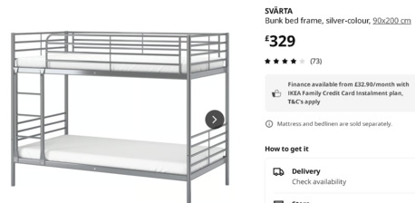 Al Aziziyah, Furniture, SAR 699,  BUNK BED FROM IKEA WITH MATTRESSES
