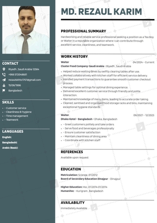Riyadh, Job Seekers, 5 Star Hotel Waiter And Restaurant