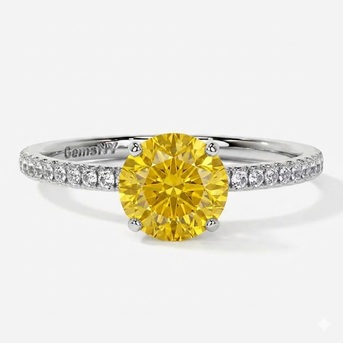 New York, Jewelry, USD 1378,  1.54 Ct Round AAAA Yellow Sapphire Ring For Sale &ndash; GemsNY