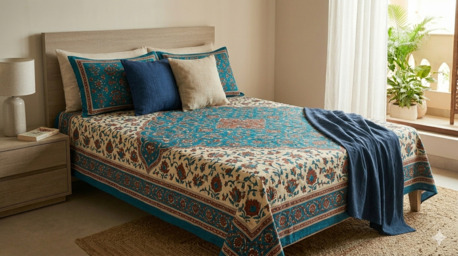 Mumbai, Household Items, INR 1499,  Cotton Bedsheet Single Bed With Pillow Cover 245 GSM Pure Cotton, Handloom Woven | Thein