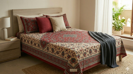 Mumbai, Household Items, INR 1499,  Double Bed Sheet Pure Cotton &mdash; 245 GSM Handloom Woven, 2 Pillow Covers Included | Theindig