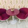 SAR 200,  Glass Top Round Table With 2 Cushion Chair Set