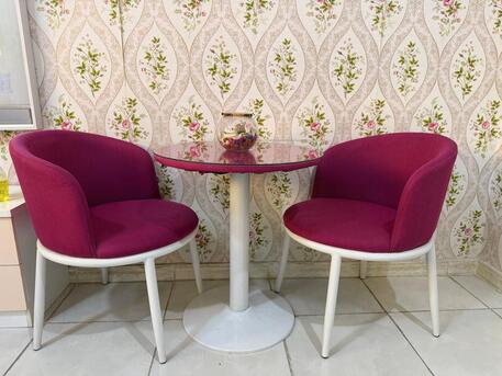 Al Aziziyah, Furniture, SAR 200,  Glass Top Round Table With 2 Cushion Chair Set