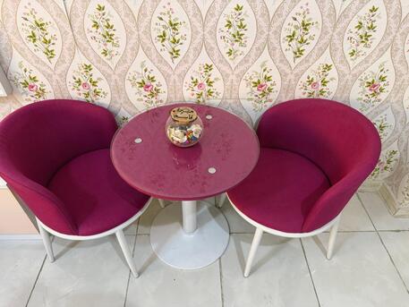 Al Aziziyah, Furniture, SAR 200,  Glass Top Round Table With 2 Cushion Chair Set