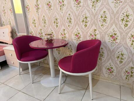Al Aziziyah, Furniture, SAR 200,  Glass Top Round Table With 2 Cushion Chair Set