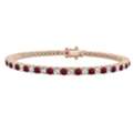 GBP 2483,  3.00 Ct Ruby And Diamond Tennis Bracelet, 18K Rose Gold