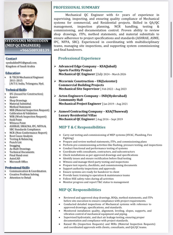 Riyadh, Job Seekers, Mechanical Engineer