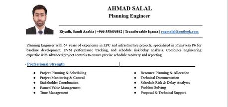 Riyadh, Job Seekers, Job Position For Planning Engineer